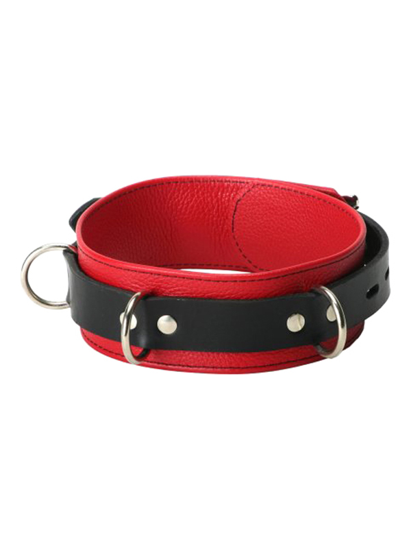 Lederen Rood-Zwarte Halsband 1