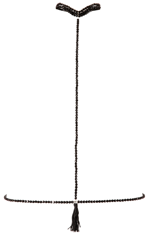 Halsband met ketting - Zwart 1