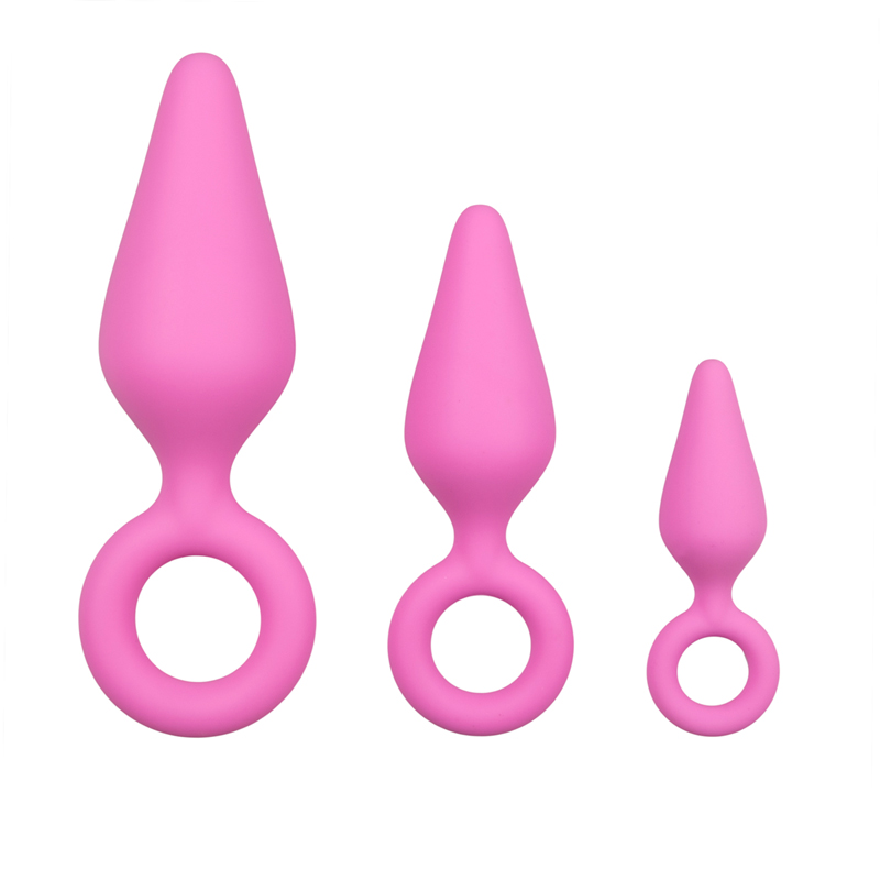 Roze buttplugs met trekring - setje 1