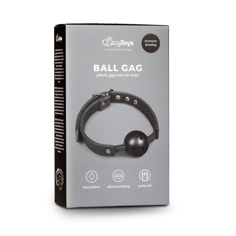 Ball gag met PVC bal - zwart 2
