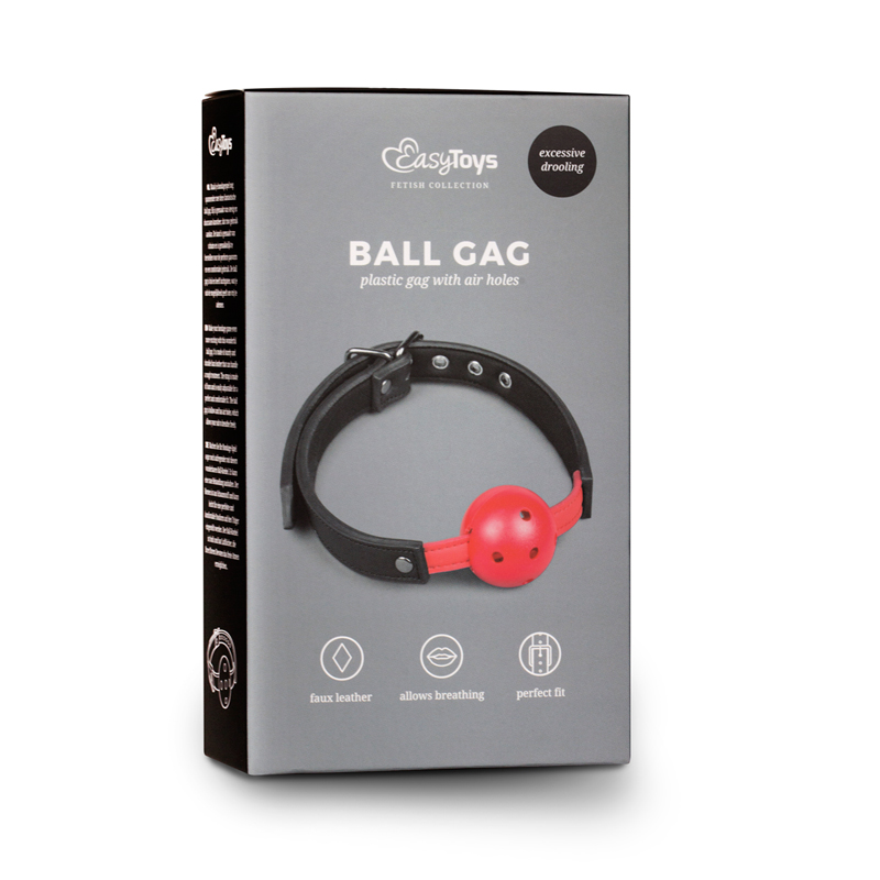 Ball gag met bal van PVC - rood 2
