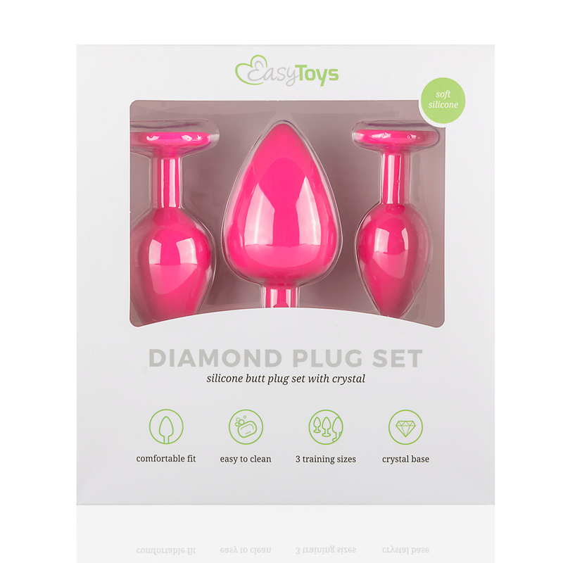 Siliconen Buttplug Met Diamant - Roze 5