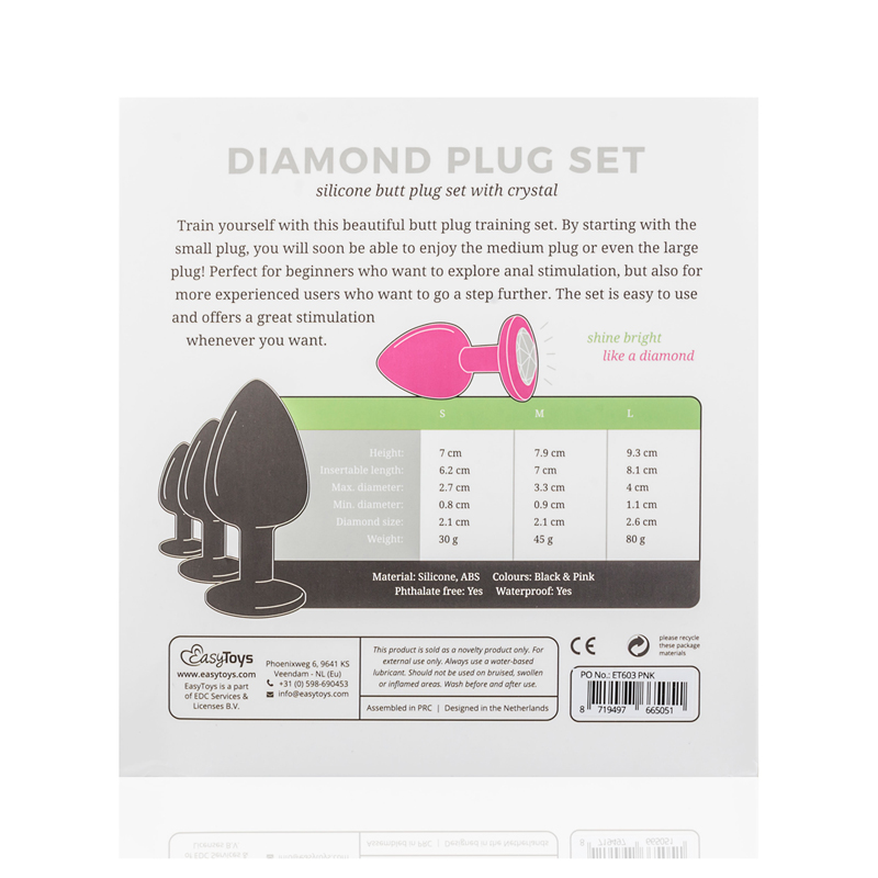 Siliconen Buttplug Met Diamant - Roze 8